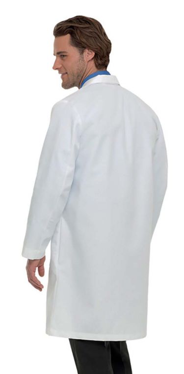 side button lab coat