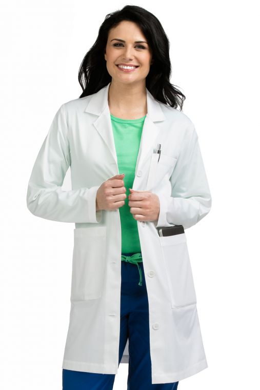 Women 3 Pocket Length Lab Coat by MED COUTURE. 