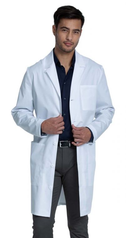 Med-Man Men's New Long Sleeve Pockets Twill Consultation Lab Coat 1389A