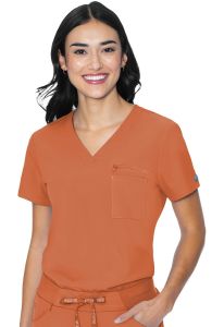 Med Couture Peaches Collection MC8482 Womens V-Neck Chest Pocket Top