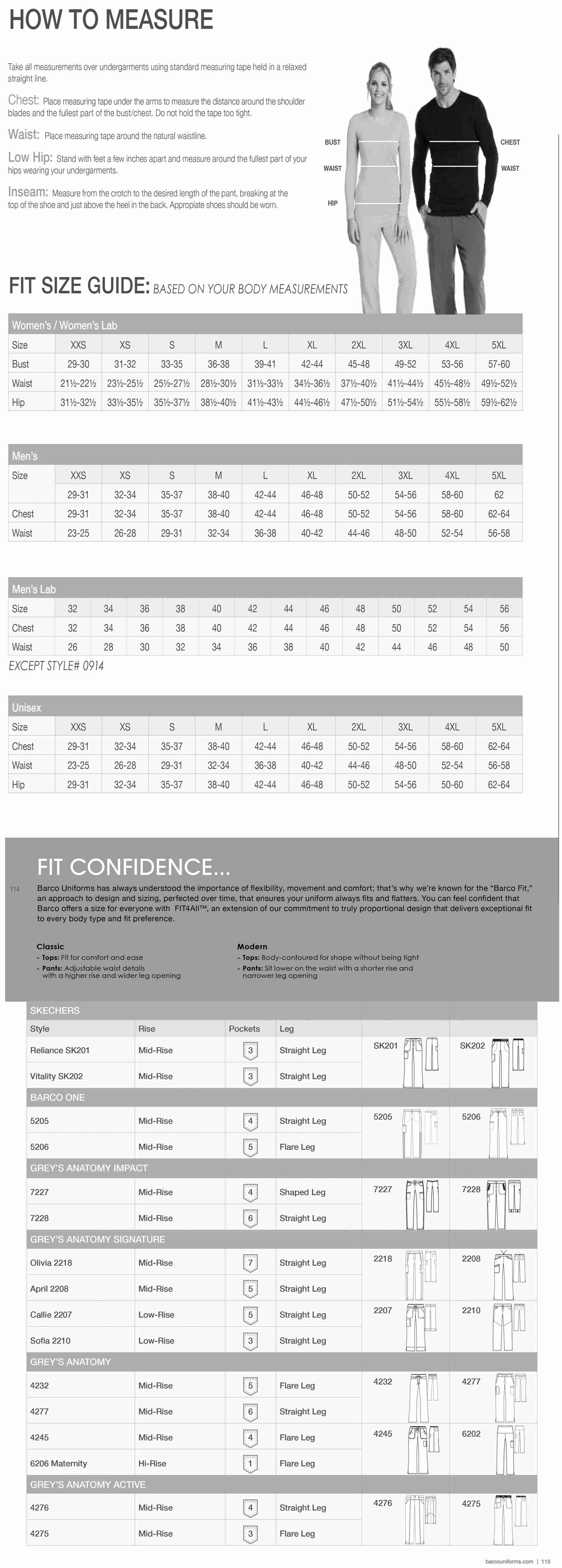 Barco Grey S Anatomy Scrubs Size Chart