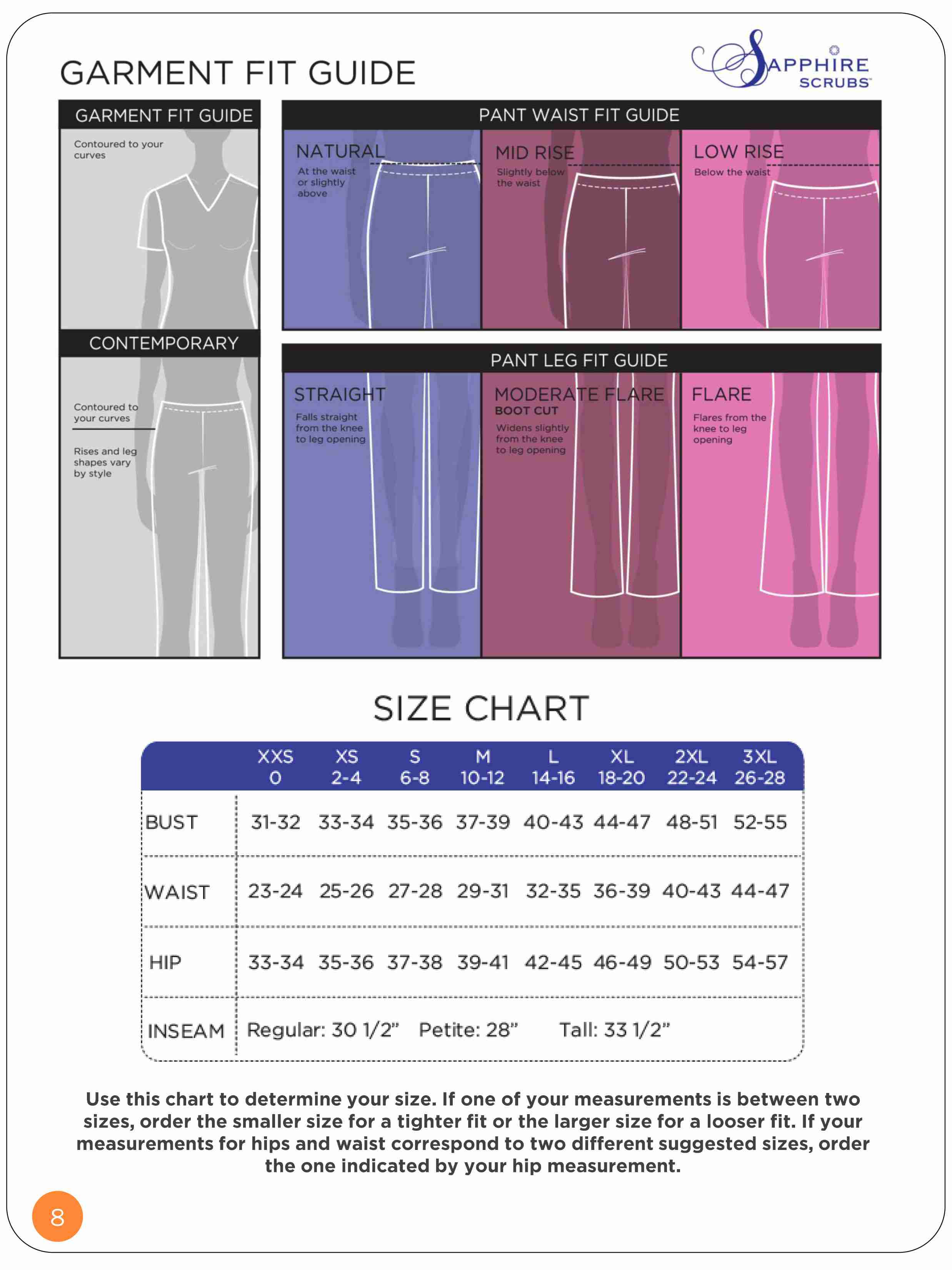 Cherokee Unisex Scrubs Size Chart